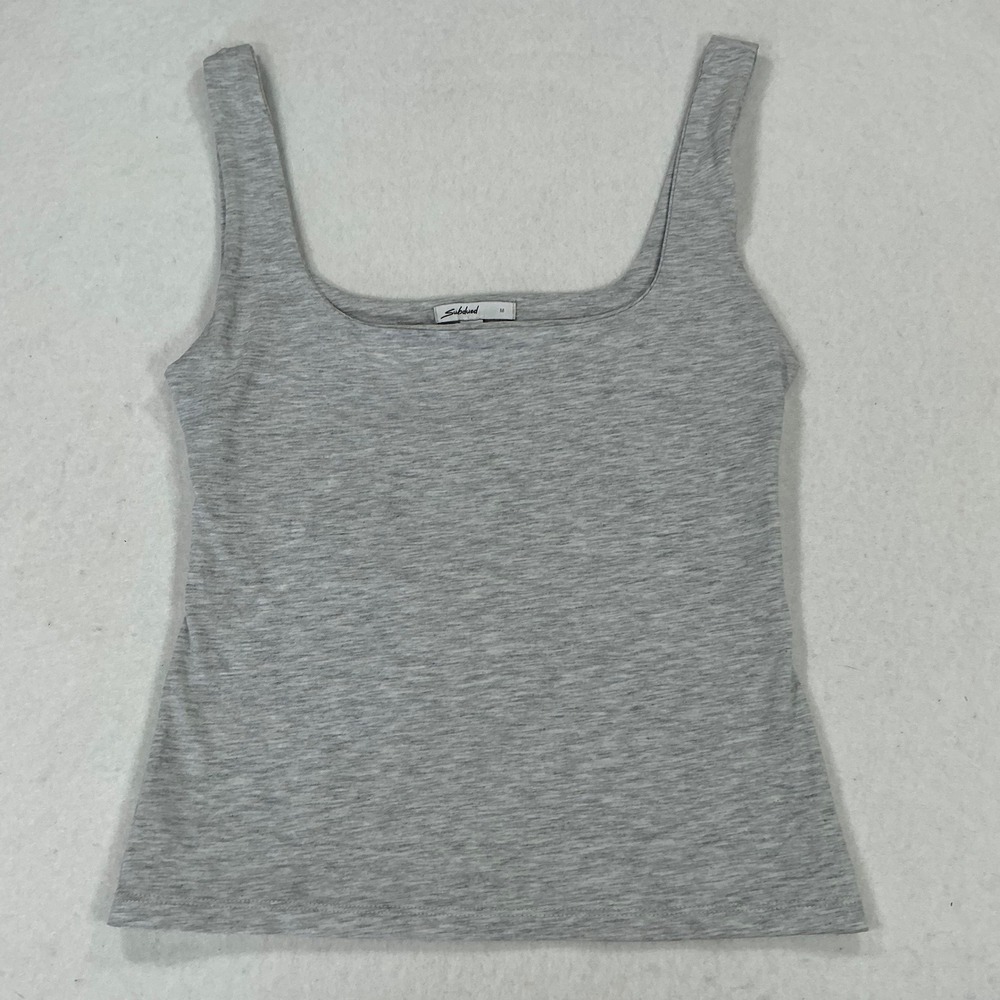 Subdued Womens Heather Grey Scoop Neck Tank Top Sleeveless Basic Size M